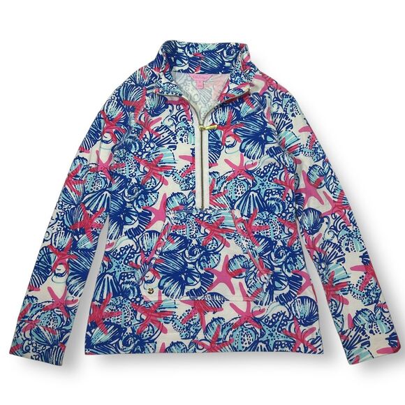 Lilly Pulitzer She She Shells Starfish Skipper Popover Sweatshirt Womens XS‎ - Picture 1 of 7